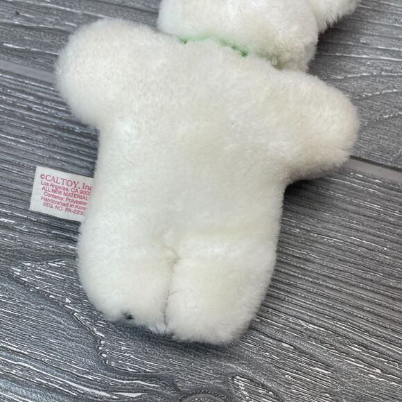 Vintage Caltoy Topper the White Bunny Rabbit Plush Green Bow Mini Stuffed Animal - Picture 6 of 12